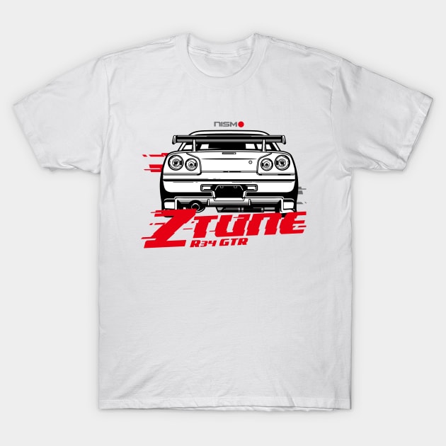 Nissan R34 GTR Back view T-Shirt by Tjhtt Autoarts